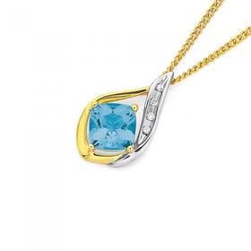 9ct-Blue-Topaz-Diamond-Teardrop-Slider-Pendant on sale