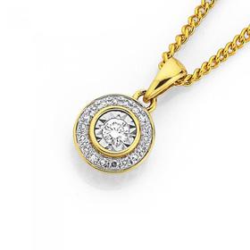 9ct-Gold-Diamond-Round-Frame-Pendant on sale