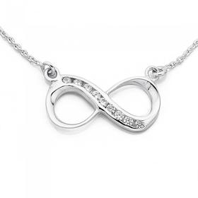 Silver-Cubic-Zirconia-Infinity-Necklet on sale