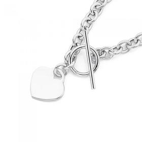 Silver-Cable-Chain-Heart-Fob-Bracelet on sale