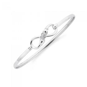 Silver-Cubic-Zirconia-Claddagh-Hook-Top-Bangle on sale