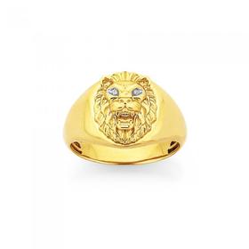 9ct-Dia-Set-Eyes-Lion-Head-Ring on sale