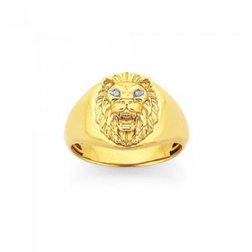 9ct-Gold-Diamond-Lion-Mens-Ring on sale