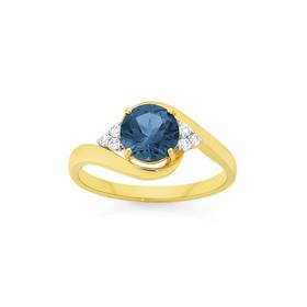 9ct-Gold-London-Blue-Topaz-Diamond-Ring on sale