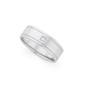 Silver+Square+CZ+In+Lined+Polished+Band+Ring