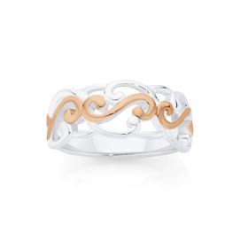 Silver-Rose-Gold-Plate-Multi-Scroll-Ring on sale