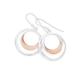 Silver-Rose-Gold-Plate-Double-Circle-Earrings on sale