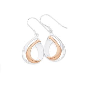 Silver-Rose-Gold-Plate-Open-Pear-Hook-Earrings on sale