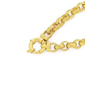 9ct-Gold-19cm-Patterned-Solid-Belcher-Bolt-Ring-Bracelet on sale