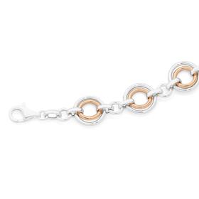 Silver-Rose-Gold-Plate-Double-Circle-Bracelet on sale