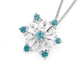 Silver-Blue-Crystal-Snowflake-Pendant on sale