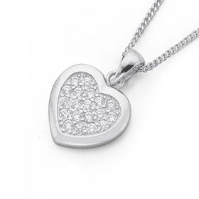 Silver-Cubic-Zirconia-Flat-Heart-Pendant on sale