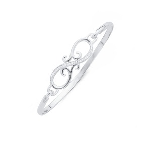 Silver-Cubic-Zirconia-Scroll-Hook-Top-Bangle on sale