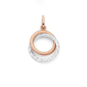 9ct+Rose+Gold+Two+Tone+Double+Circle+Pendant