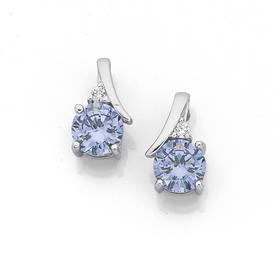 Silver-Lavender-CZ-Stud-Earrings on sale