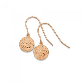 9ct-Rose-Gold-Disc-Drop-Earrings on sale