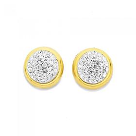 9ct-Gold-Crystal-Dome-Stud-Earrings on sale