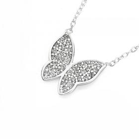 Silver-Pave-CZ-Butterfly-Necklet on sale