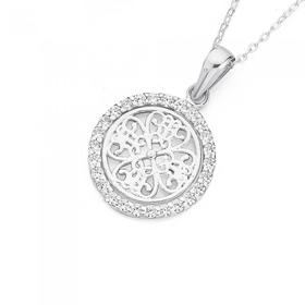 Silver-CZ-Border-Round-Celtic-Pendant on sale