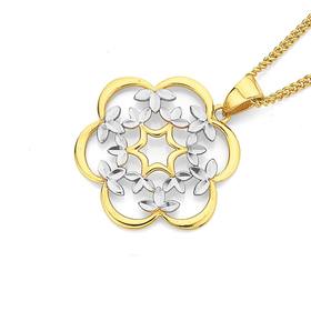 9ct-Two-Tone-Gold-Filigree-Flower-Pendant on sale