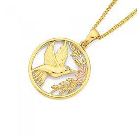 9ct-Gold-Three-Tone-Hummingbird-Pendant on sale