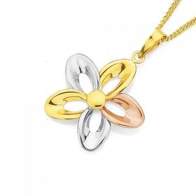 9ct-Gold-Three-Tone-Open-Flower-Pendant on sale