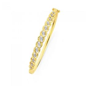 9ct-Gold-Diamond-Weave-Shaped-Bangle on sale