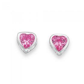 Sterling-Silver-Pink-Cubic-Zirconia-Heart-Studs on sale