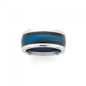 Steel-Blue-Black-Plate-Lines-Ring-Size-W on sale