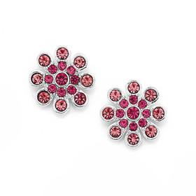 Silver-Pink-Crystal-Flower-Stud-Earrings on sale