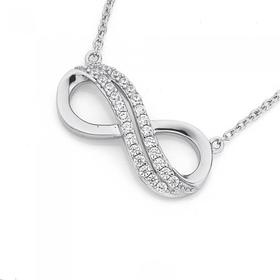 Silver+Double+CZ+Row+Infinity+Necklet