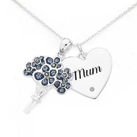 Silver-Crystal-Flower-Mum-Heart-Disc-Pendant on sale