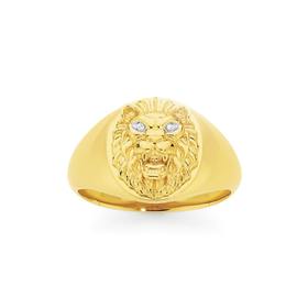 9ct+Diamond+Lion+Ring