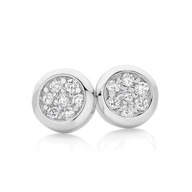 Silver-Cubic-Zirconia-Pave-Bezel-Set-Studs on sale