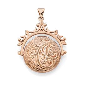 9ct+Rose+Gold++Engraved+Spinner+Round+Locket