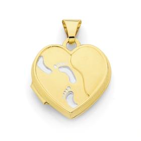 9ct+Gold+Heart+Footprints+Locket