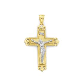 9ct-Two-Tone-Fancy-Crucifix-Pendant on sale