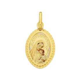 9ct+Gold+Oval+Mother+%26amp%3B+Child+Pendant