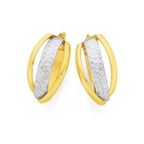 9ct+Gold+Two+Tone++Hoop+Earrings