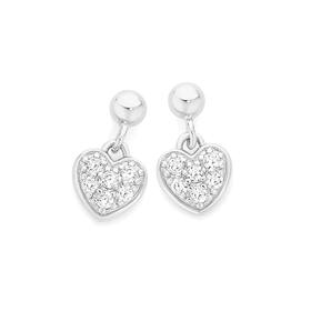 Silver-Pave-CZ-Heart-Drop-Earrings on sale