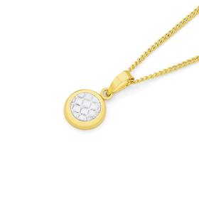 9ct+Gold+Stardust+Glitter+Disc+Stud+Pendant