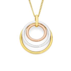 9ct+Gold+Tri+Tone+Triple+Circle+Pendant