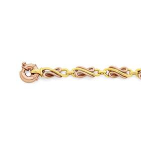 9ct+Yellow+%26amp%3B+Rose+Gold+19cm+Bolt+Ring+Bracelet