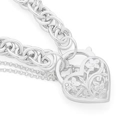 Silver-20cm-Loose-Rope-Filigree-Padlock-Bracelet on sale