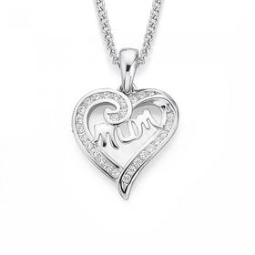 Silver-CZ-Mum-Heart-Pendant on sale