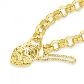 Solid-9ct-Gold-19cm-Belcher-Padlock-Bracelet on sale