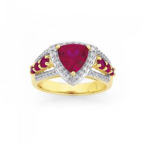 9ct-Gold-Created-Ruby-Diamond-Dress-Ring on sale