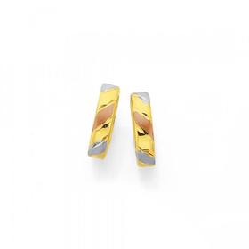 9ct-Gold-Tri-Tone-Huggie-Earrings on sale