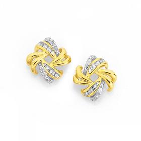 9ct-Gold-Diamond-Swirl-Knot-Stud-Earrings on sale