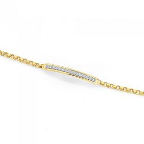 9ct+Gold+Diamond+Miracle+Set+Bar+Belcher+Bracelet